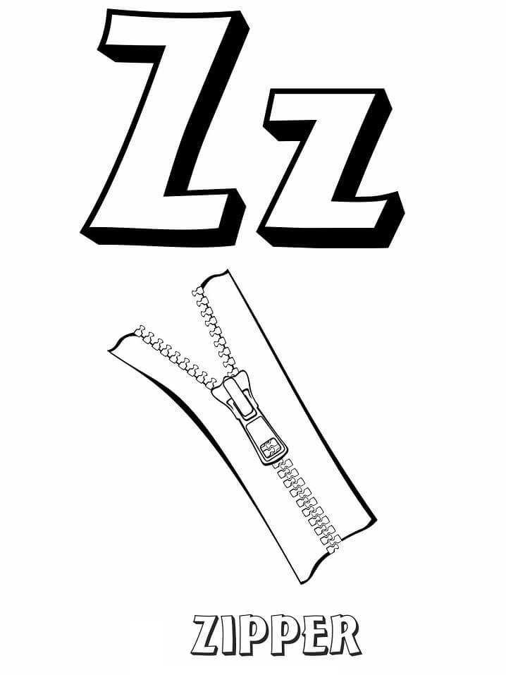 Zipper Letter Z 1 Coloring Page