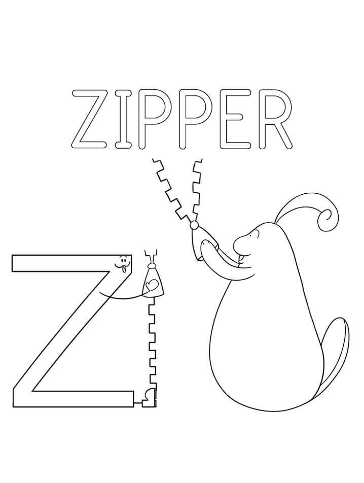 Zipper Letter Z 2 Coloring Page