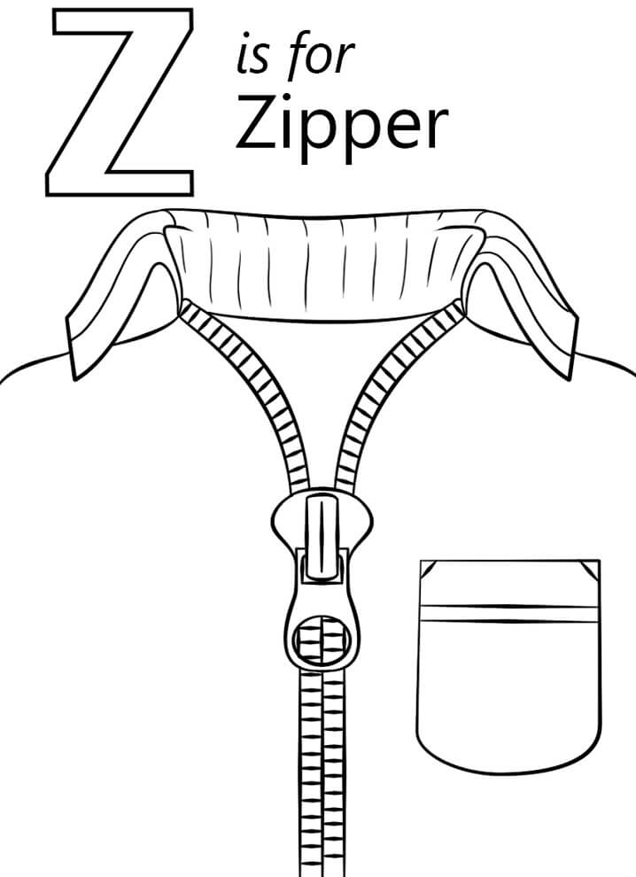Zipper Letter Z Coloring Page