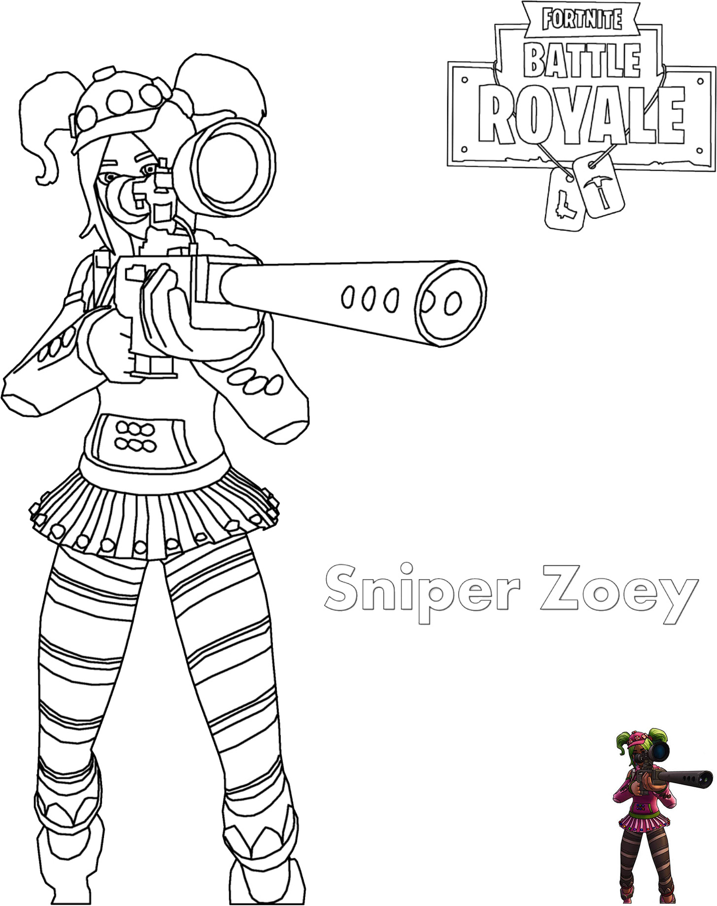 Zoey Sniper Rifle Fortnite Coloring Page