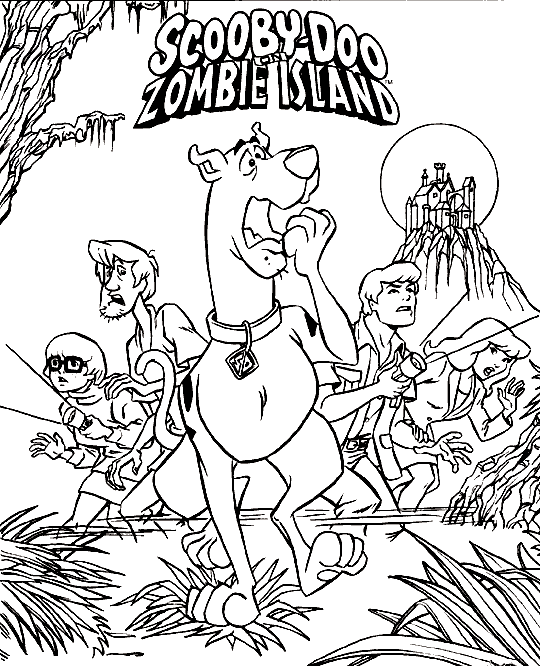 Zombie Island Scooby Doo Halloween Coloring Page