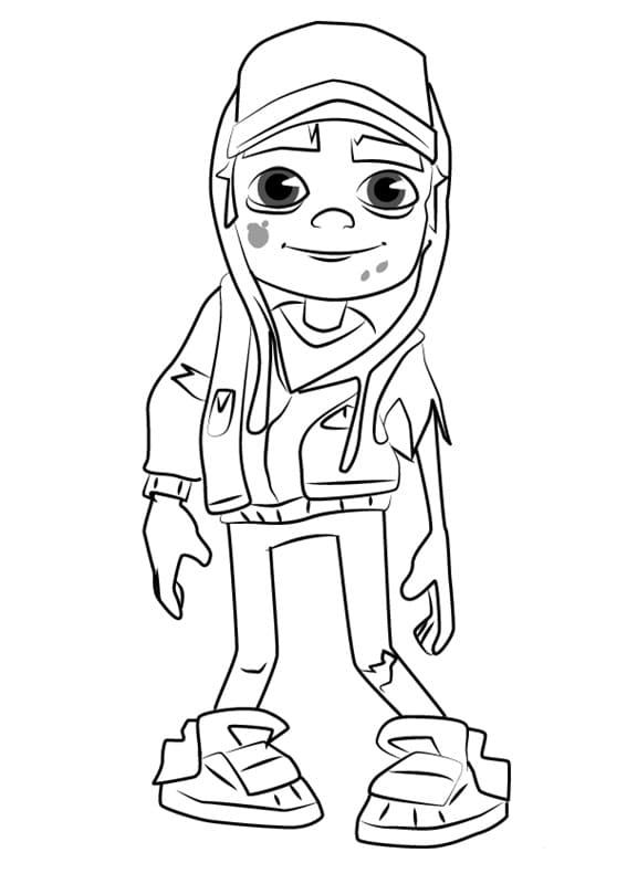 Zombie Jake from Subway Surfers Coloring Page