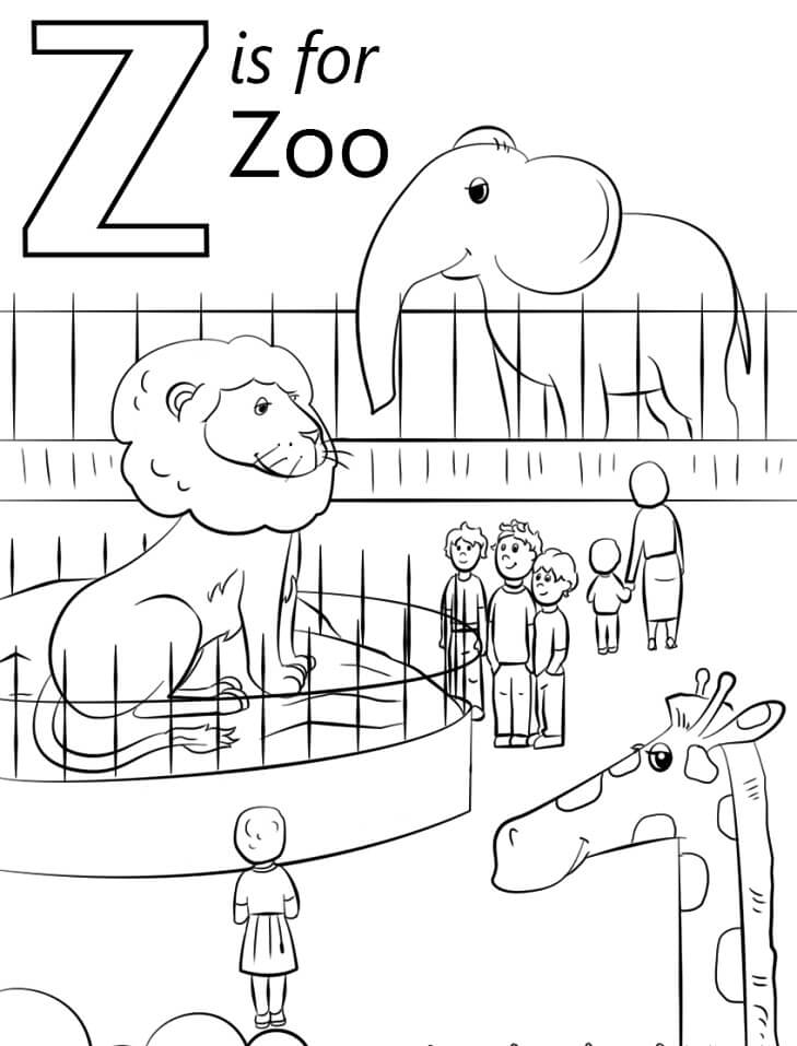 Zoo Letter Z Coloring Page