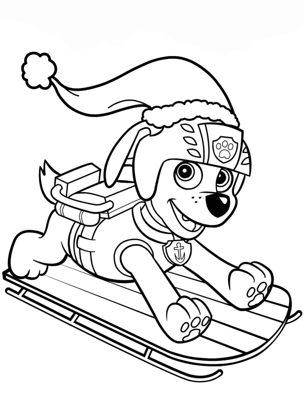 Zuma On Sled Paw Patrol Coloring Page