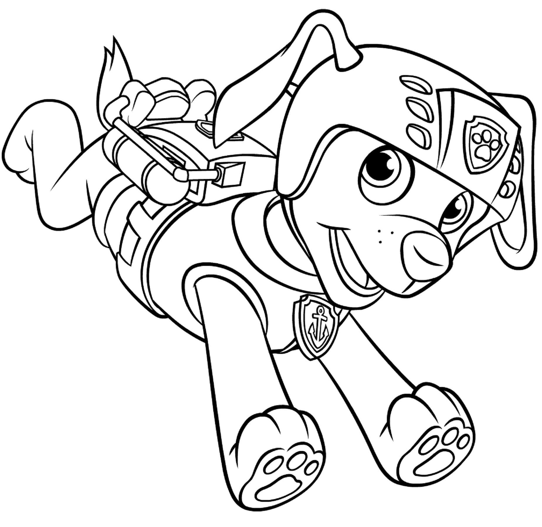 Zuma With Scuba Gear Backpack Paw Patrol Coloring Page