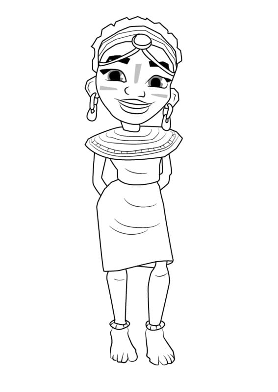 Zuri from Subway Surfers Coloring Page