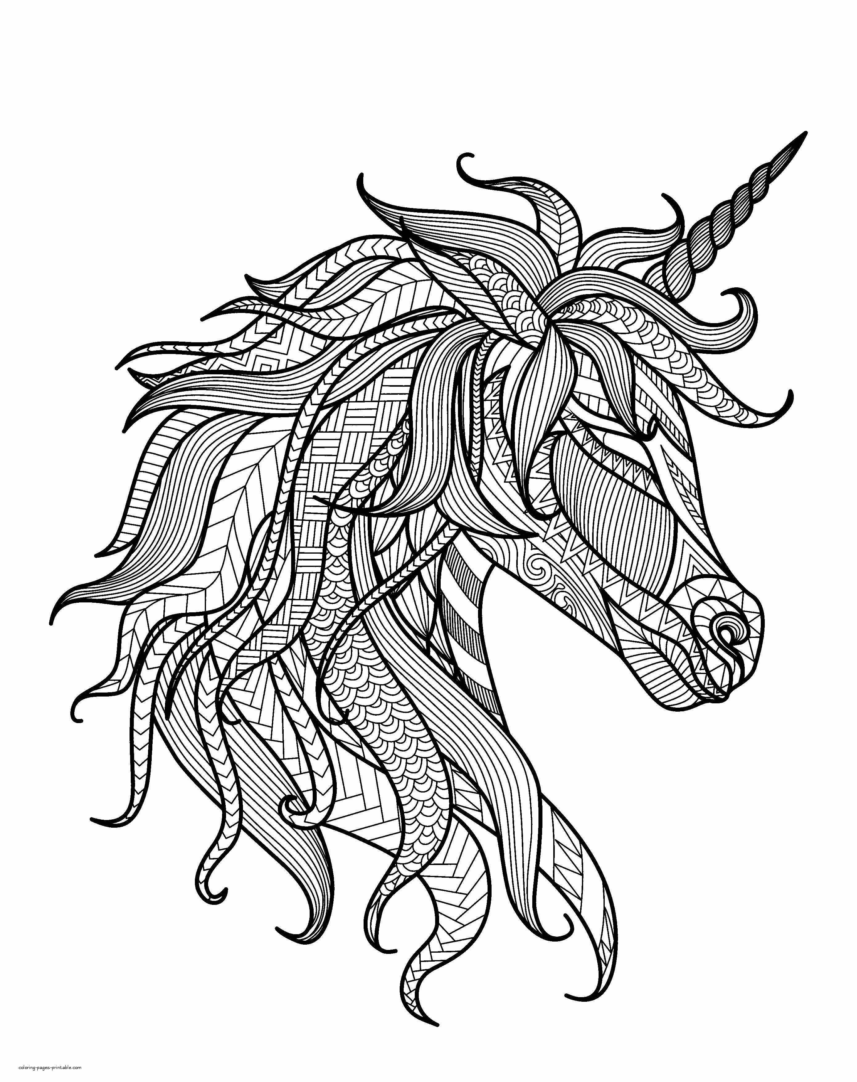 Adult Unicorn 12 For Kids Coloring Page