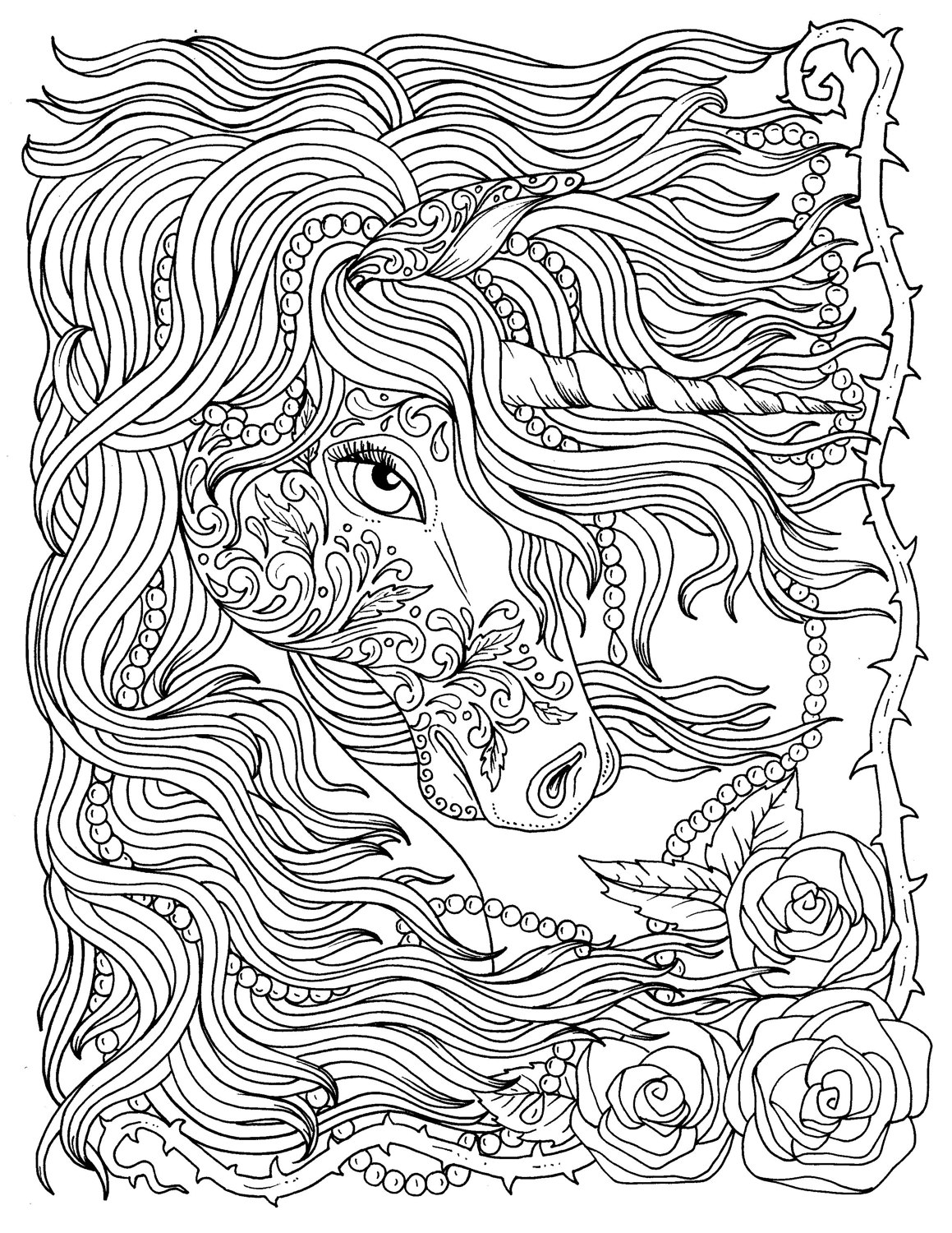 Cool Adult Unicorn 14 Coloring Page