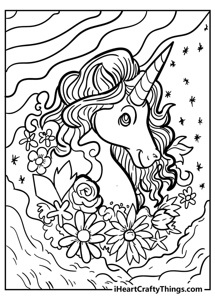 Adult Unicorn 23 For Kids Coloring Page