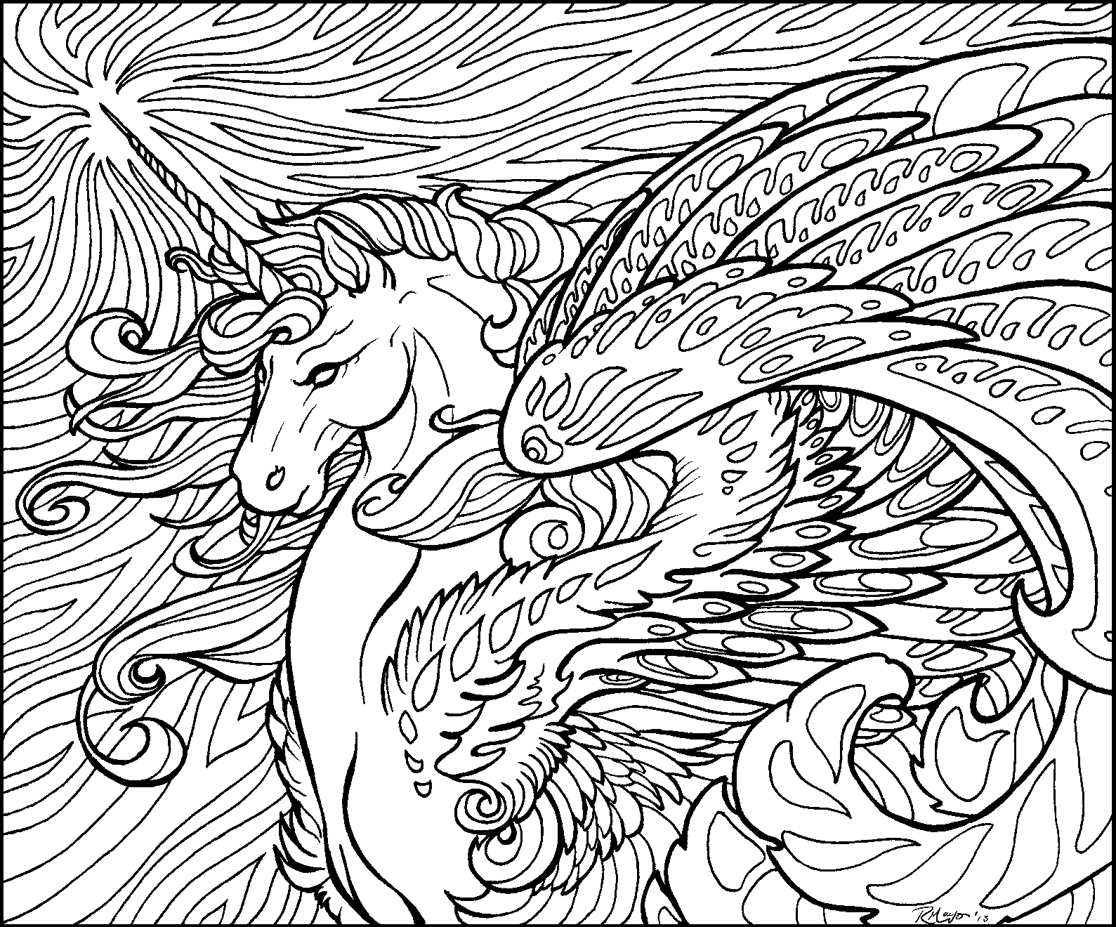 Adult Unicorn 4 For Kids Coloring Page