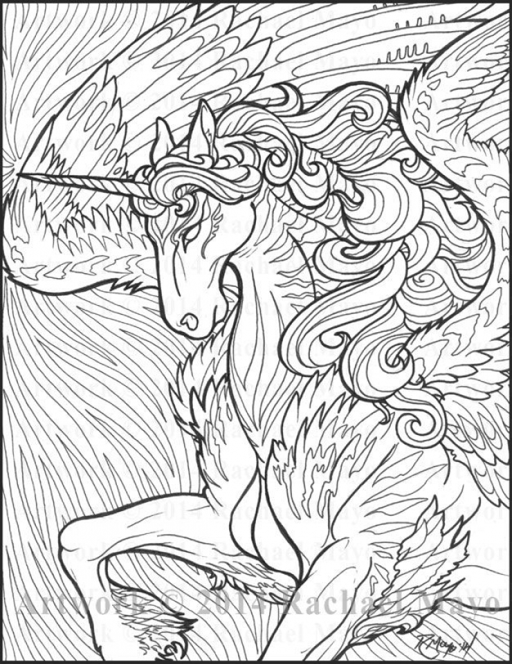 Adult Unicorn 8 For Kids Coloring Page