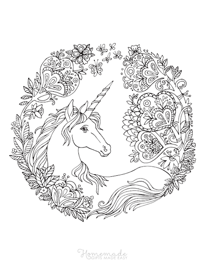 Adult Unicorn 9 Cool Coloring Page