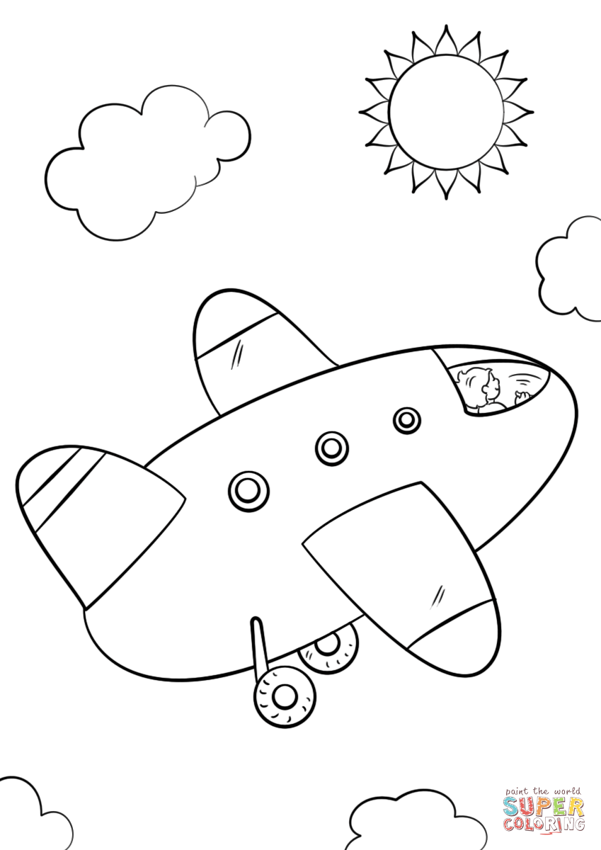 Air Plane 17 For Kids Coloring Page