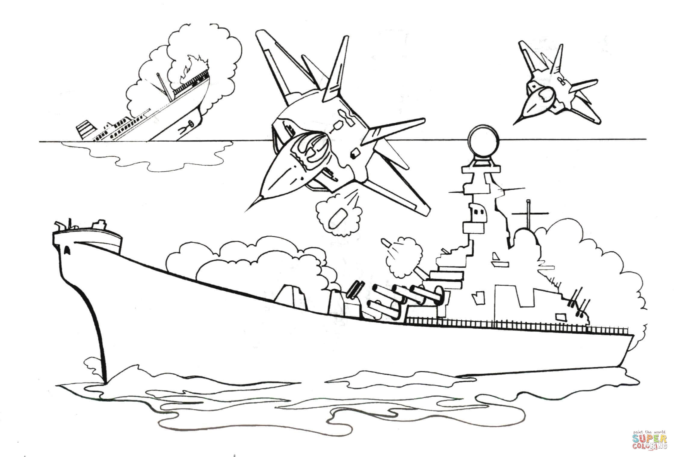 Aircraft Carrier 14 Cool Coloring Page