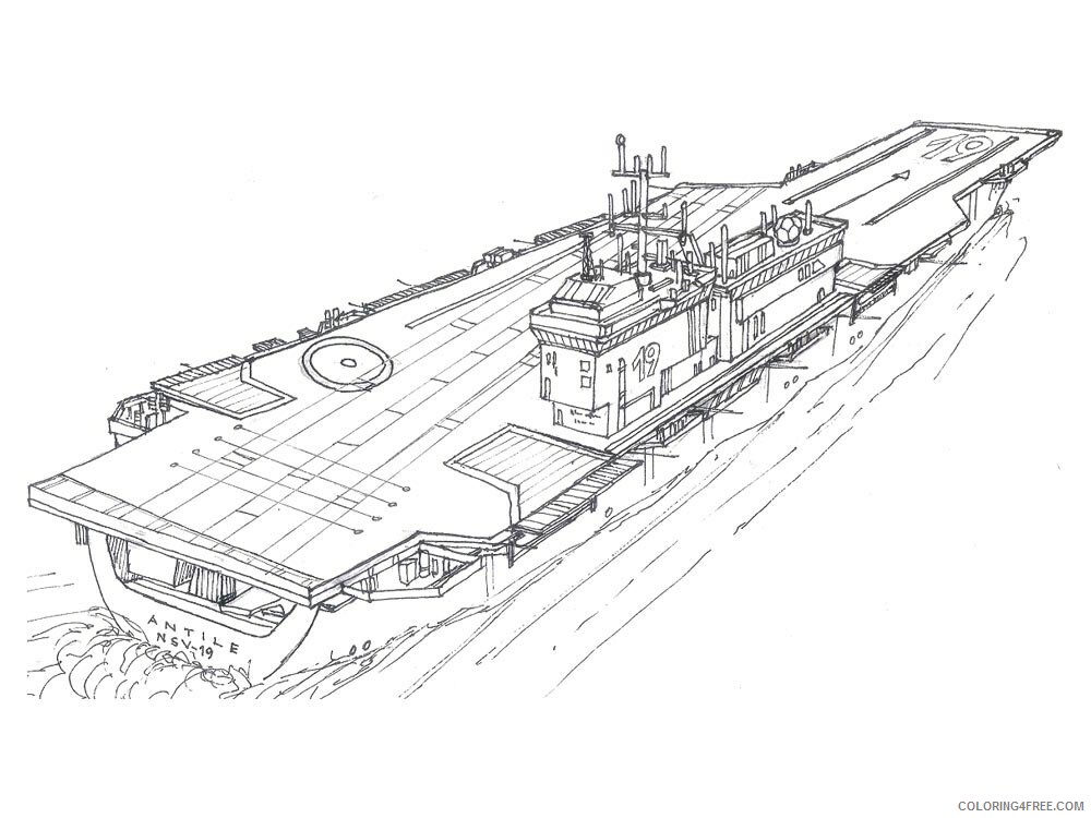 Aircraft Carrier 2 Cool Coloring Page