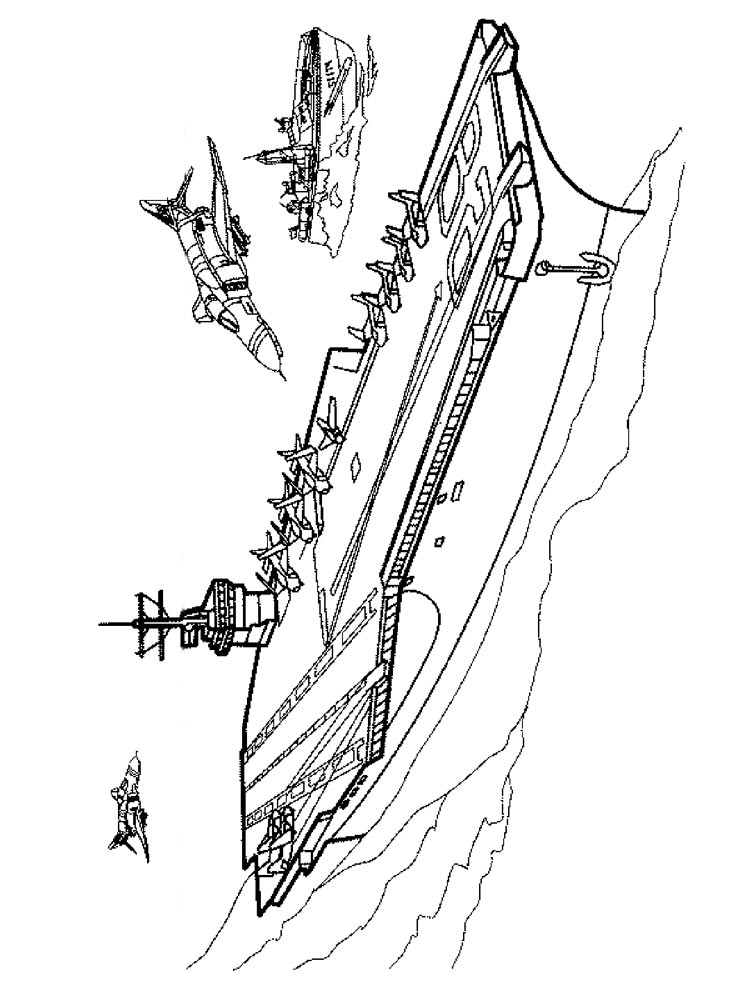 Aircraft Carrier 8 Cool Coloring Page