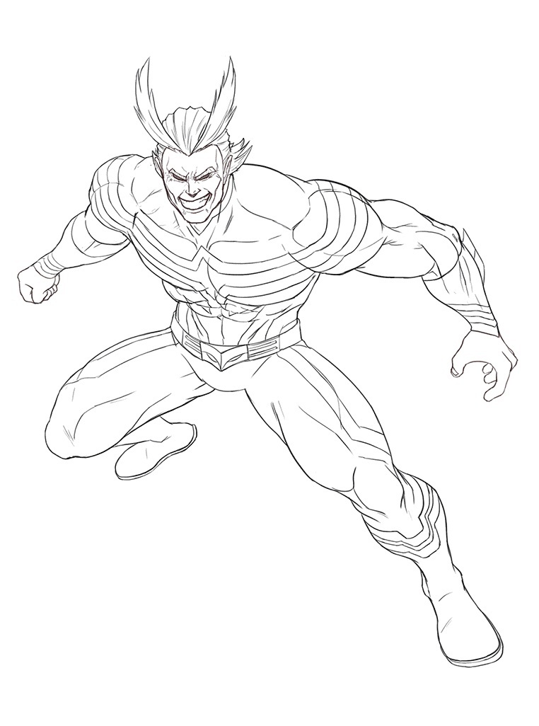 All Might 3 Cool Coloring Page