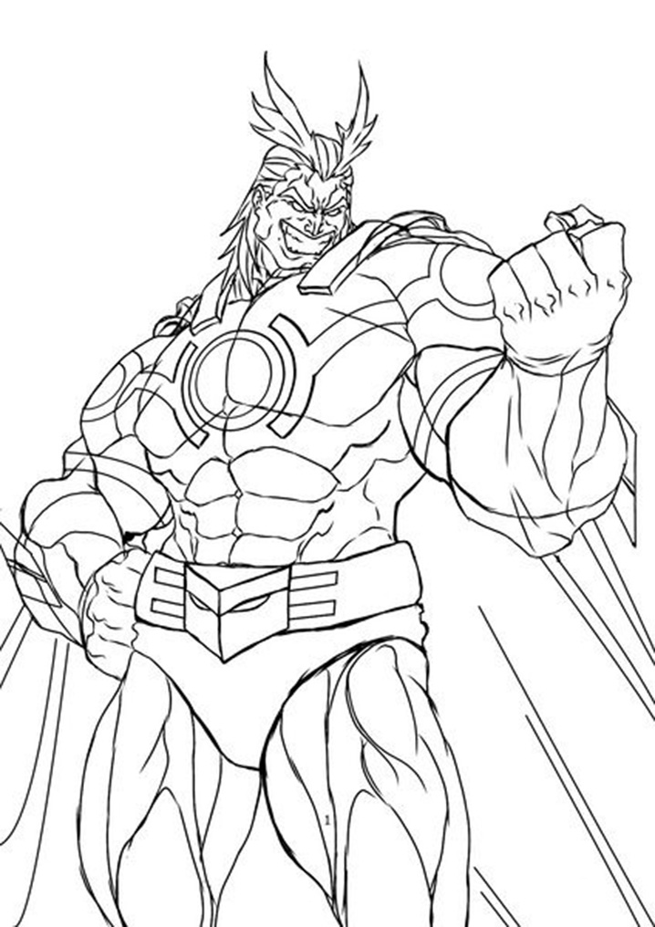 All Might 4 For Kids Coloring Page