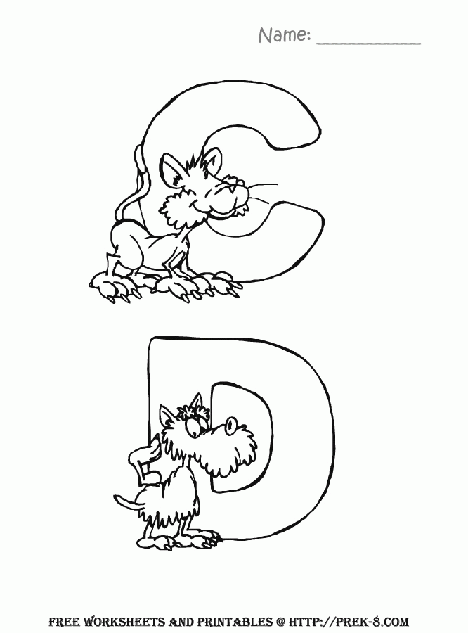Alphabet Animal 26 Cool Coloring Page