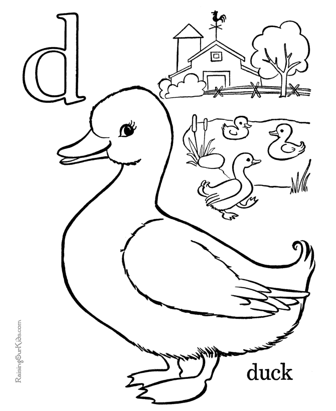 Alphabet 4 For Kids Coloring Page