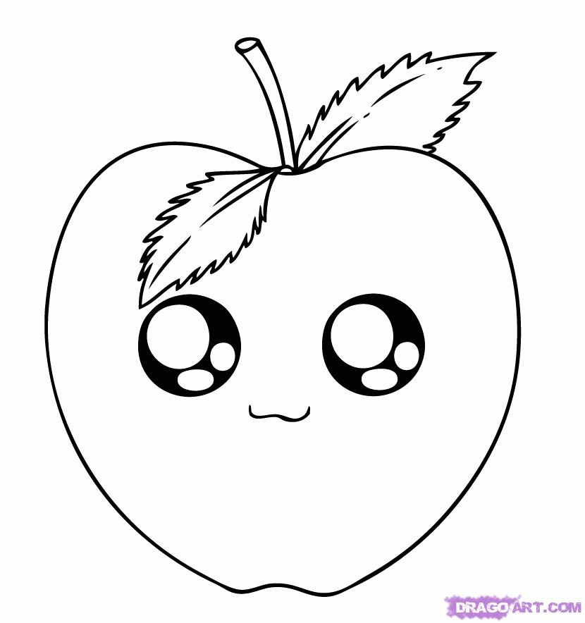 Apple Fruit 4 For Kids Coloring Page