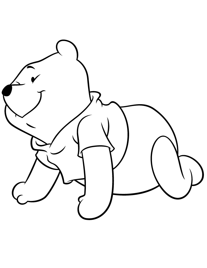 Baby Winnie The Pooh Crawling For Kids Coloring Page