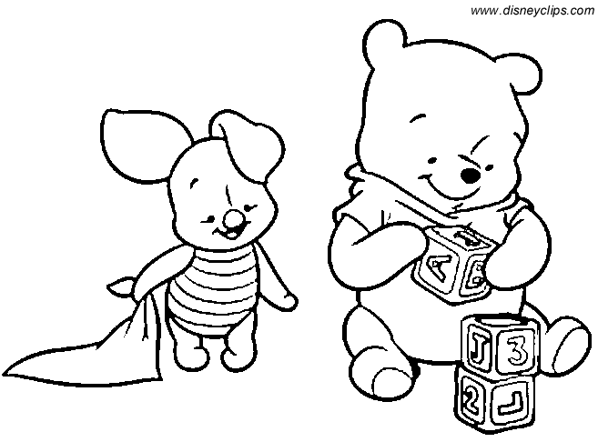Two Babies Winnie The Pooh Playing Cool Coloring Page