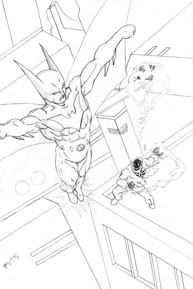 Big And Small Batman Beyond Cool Coloring Page