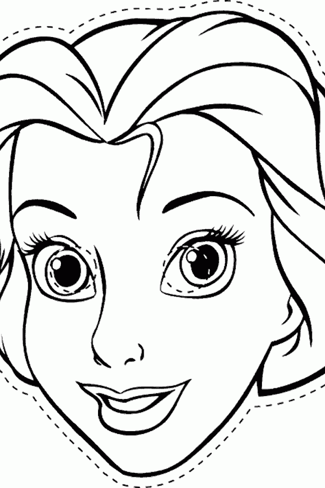 Cool Belle Princess Face Coloring Page