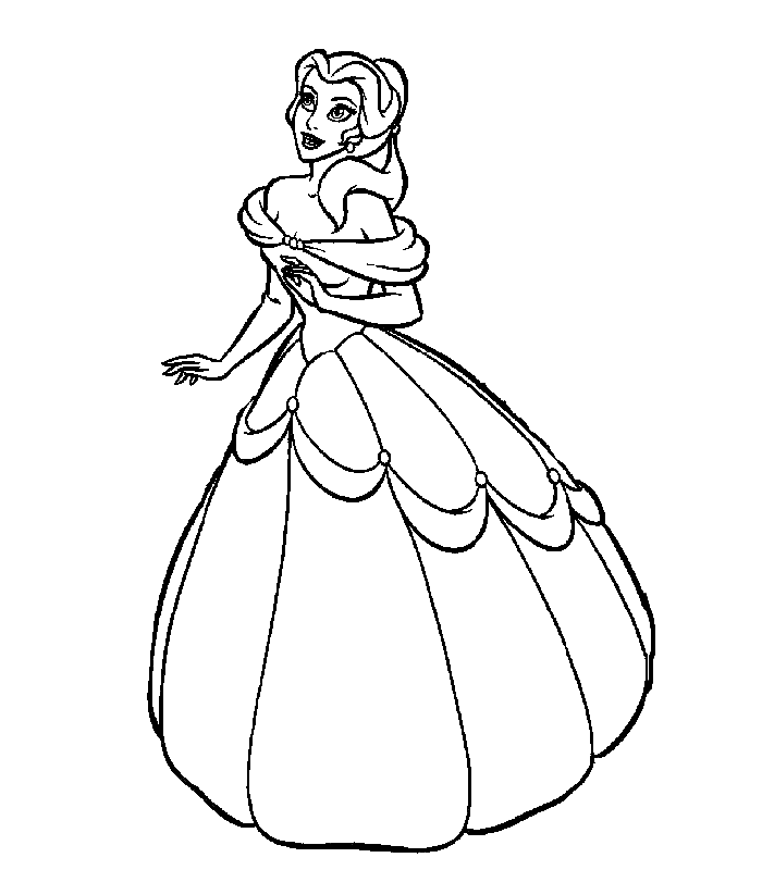 Free Nice Belle Princess Cool Coloring Page