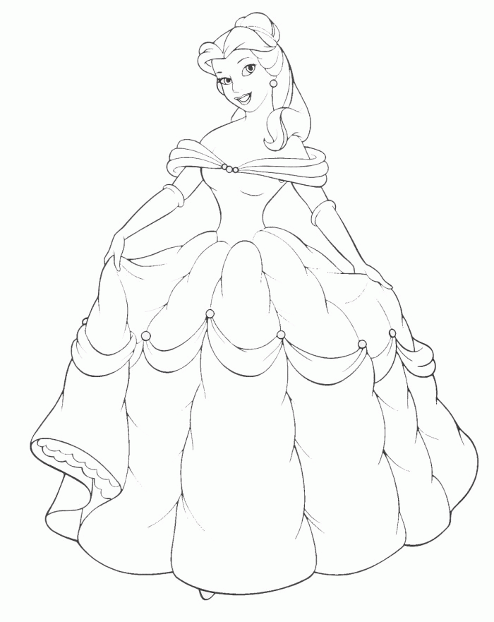 Cool New Nice Belle Princess Coloring Page