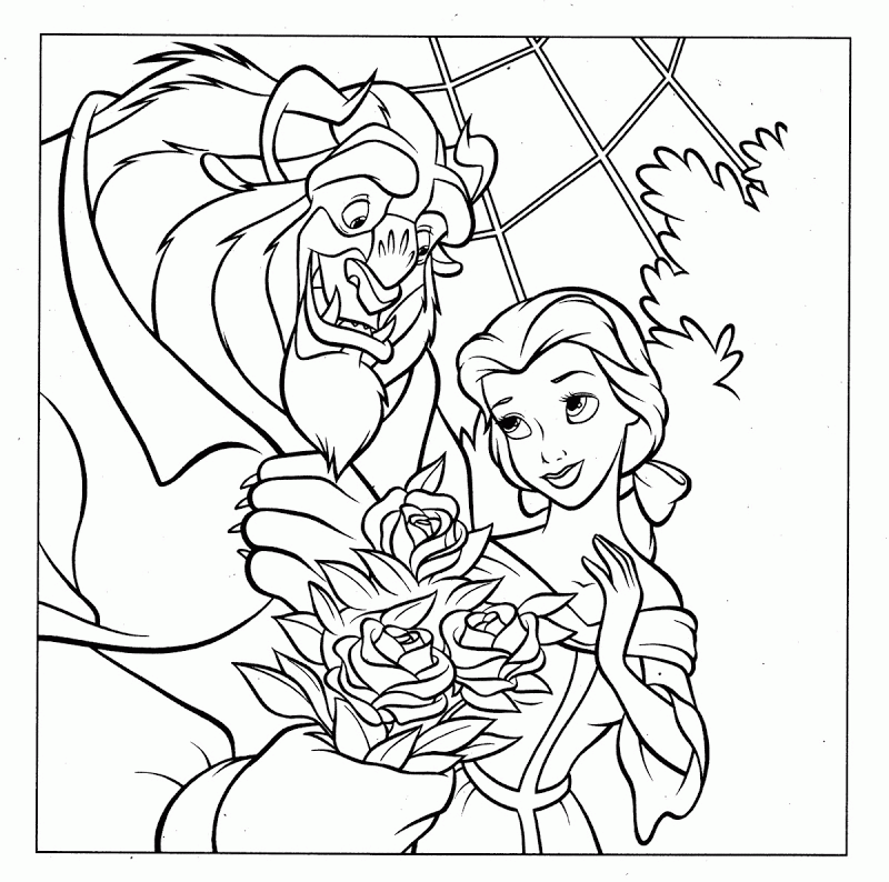 Belle Princess With Flower Cool Coloring Page