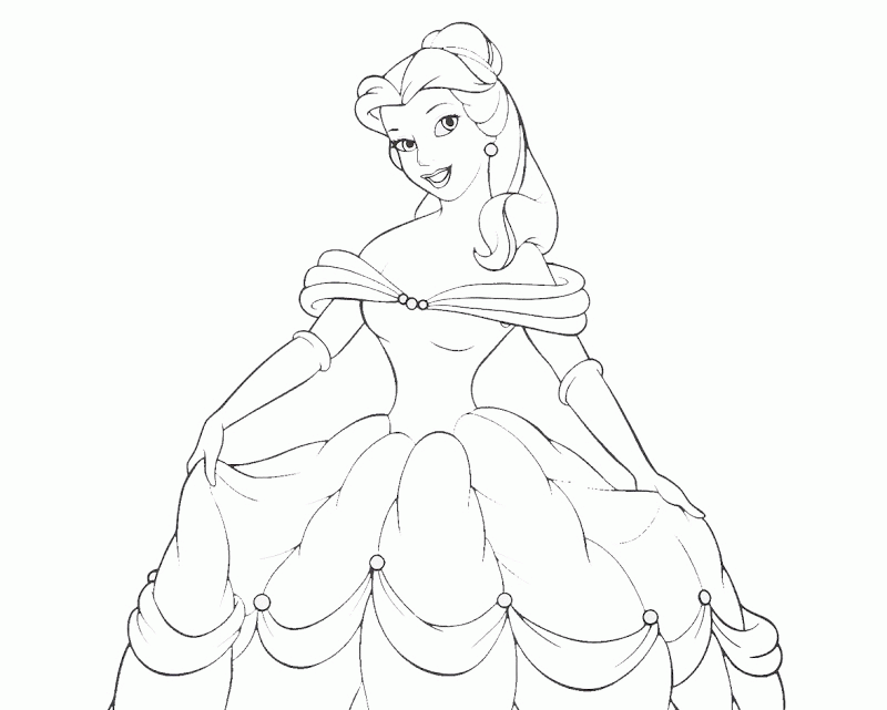 Nice Belle Princess To Color For Kids Coloring Page