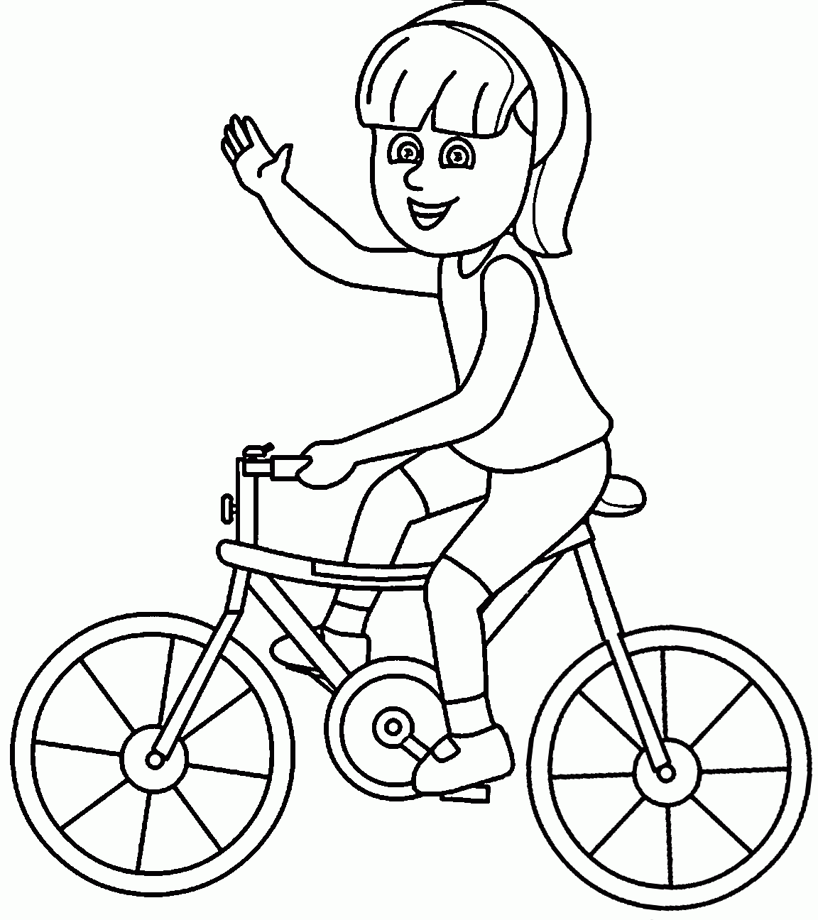 Say Hello On Bicycle For Kids Coloring Page