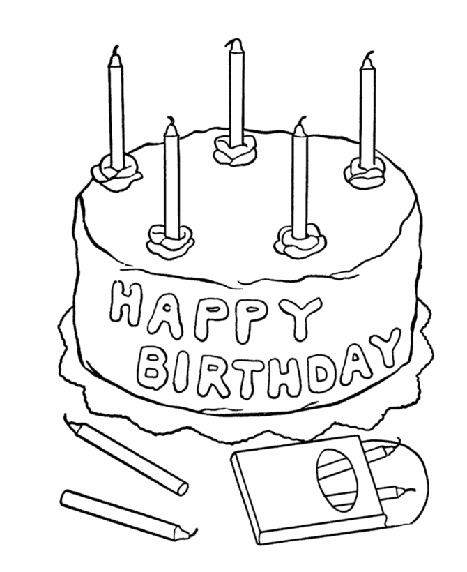 Cool Newest Birthday Cake Of Five Years Old Coloring Page