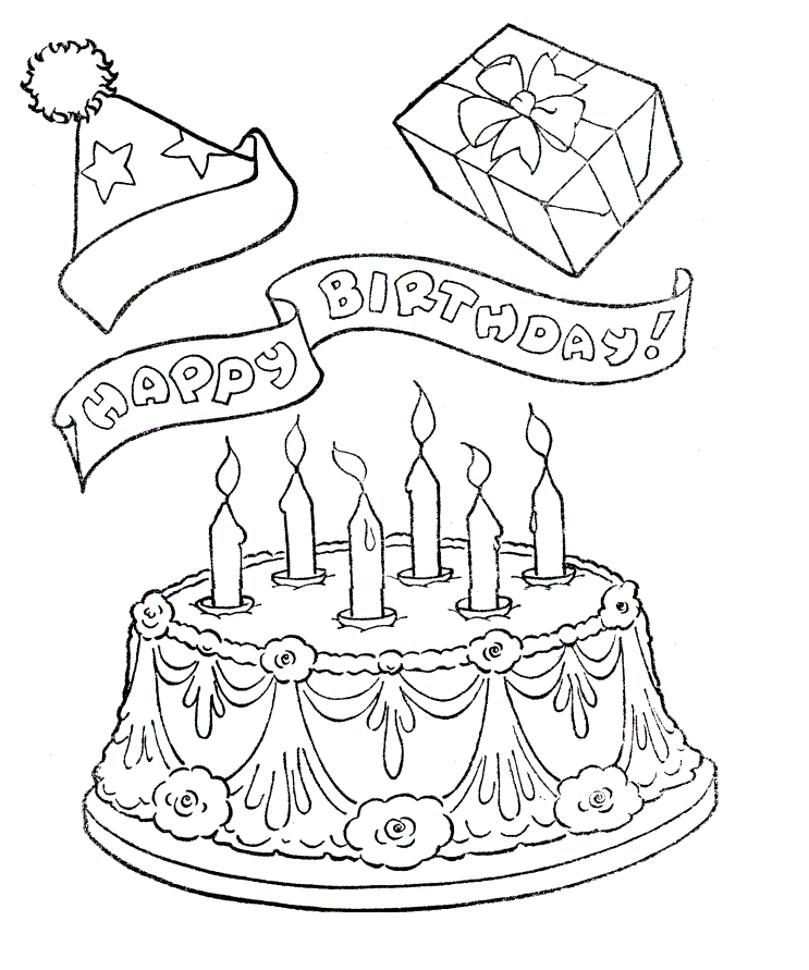 New  Birthday Cake Of Five Years Old Cool Coloring Page