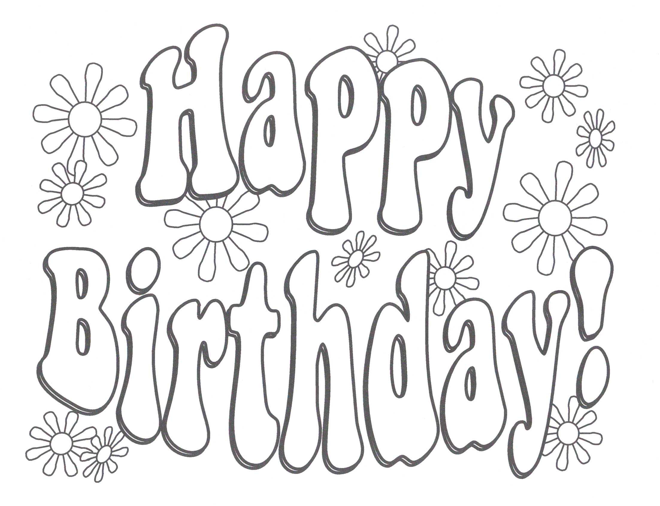 Birthday Cake Word Cool Coloring Page