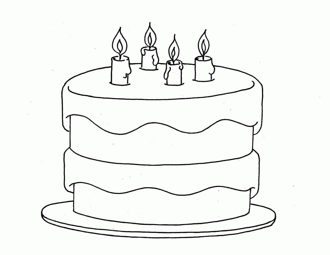 Birthday Cake For Four Years Old Cool Coloring Page