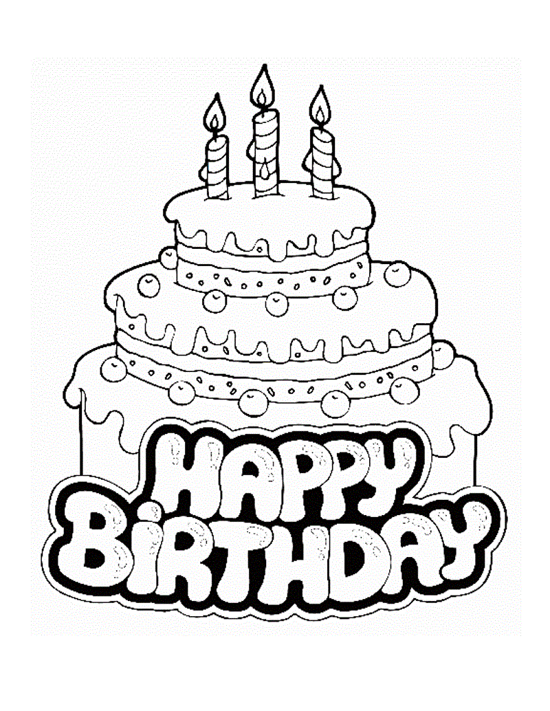 Birthday Cake Of Three Years Old Cool Coloring Page