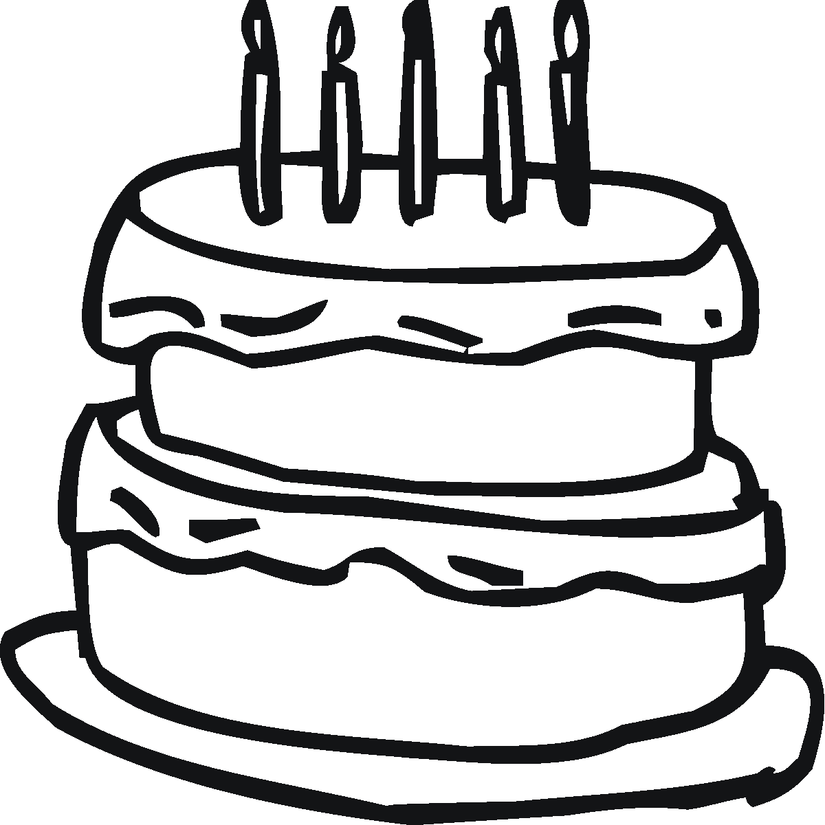 Birthday Cake For Five Years Old Cool Coloring Page