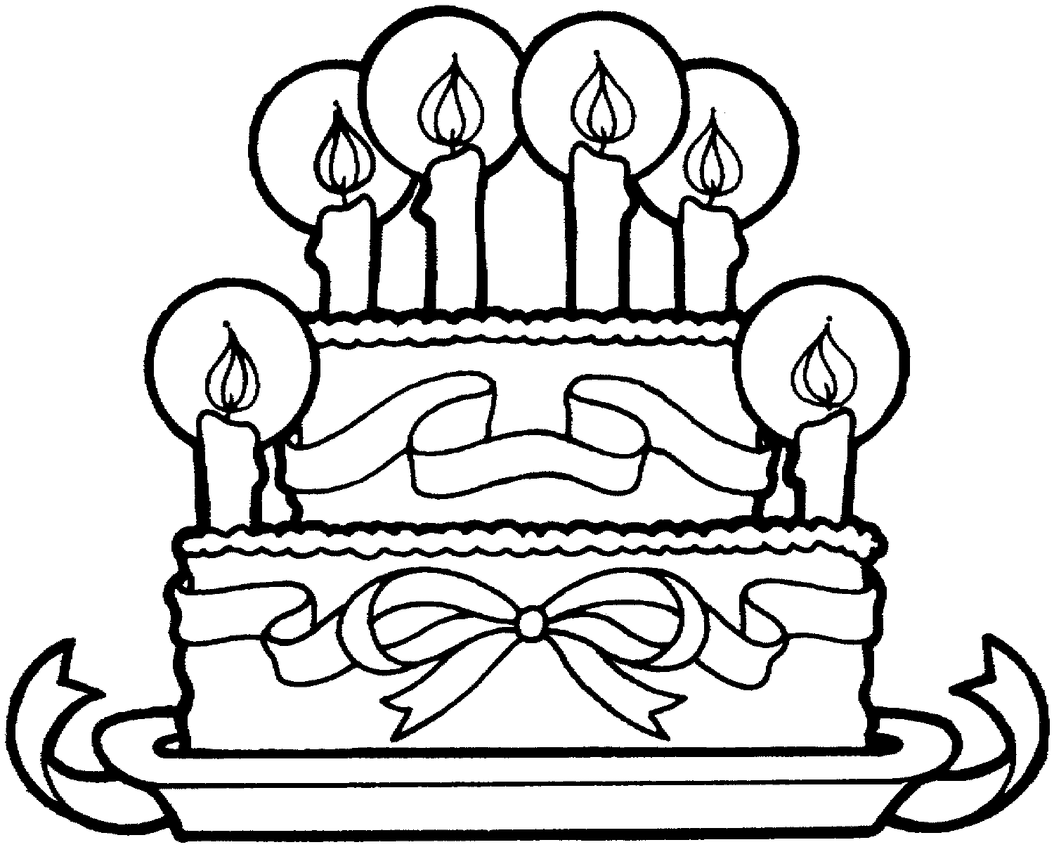 Nice Birthday Cake With Three Parts Cool Coloring Page