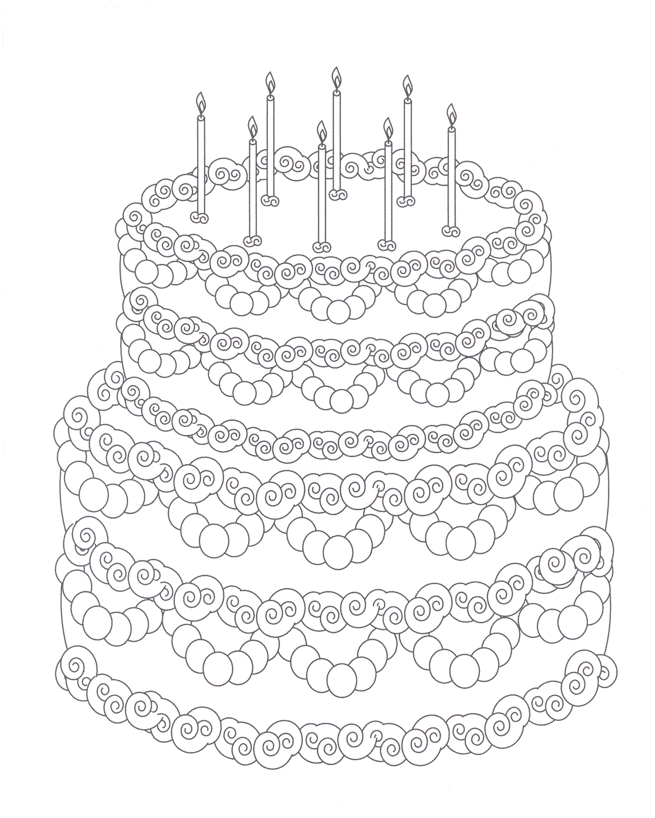 Birthday Cake For Eight Years Old Cool Coloring Page