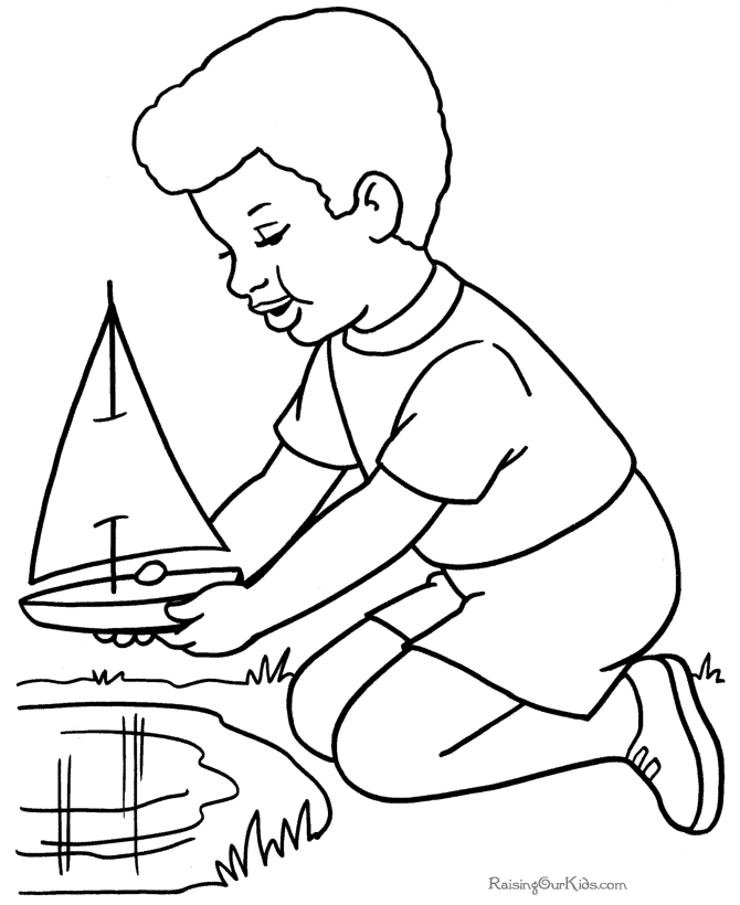 Boy Makes A Boat Cool Coloring Page