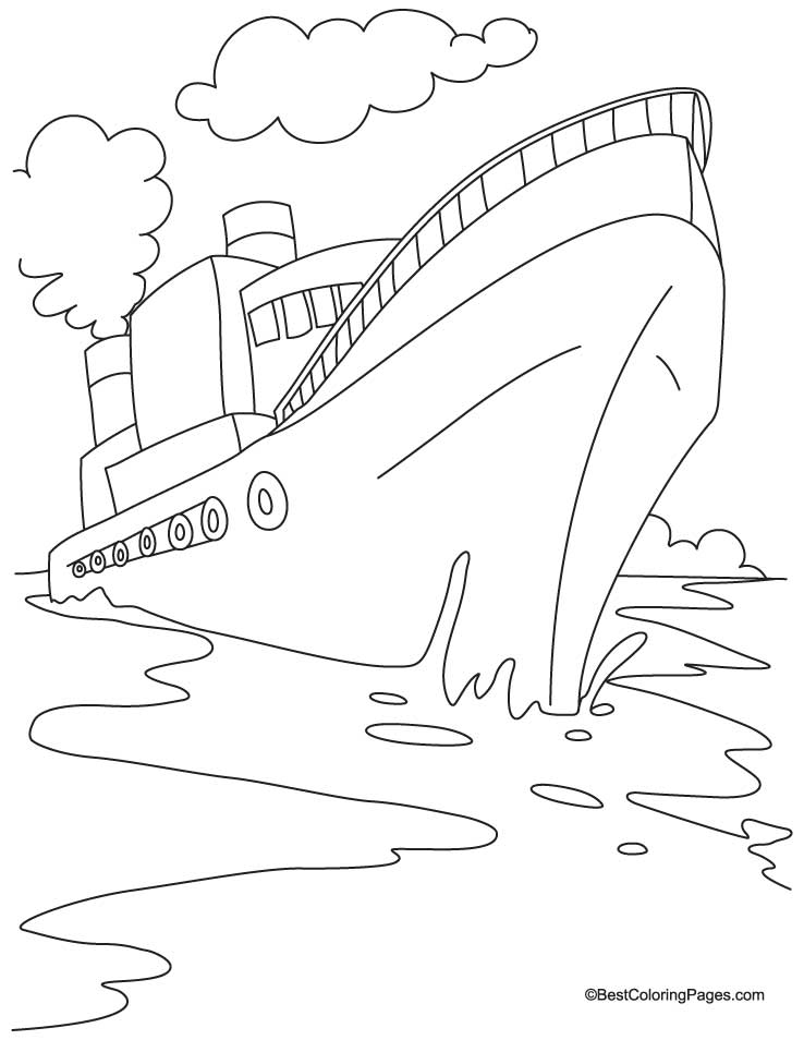 New Big Boat For Kids Coloring Page
