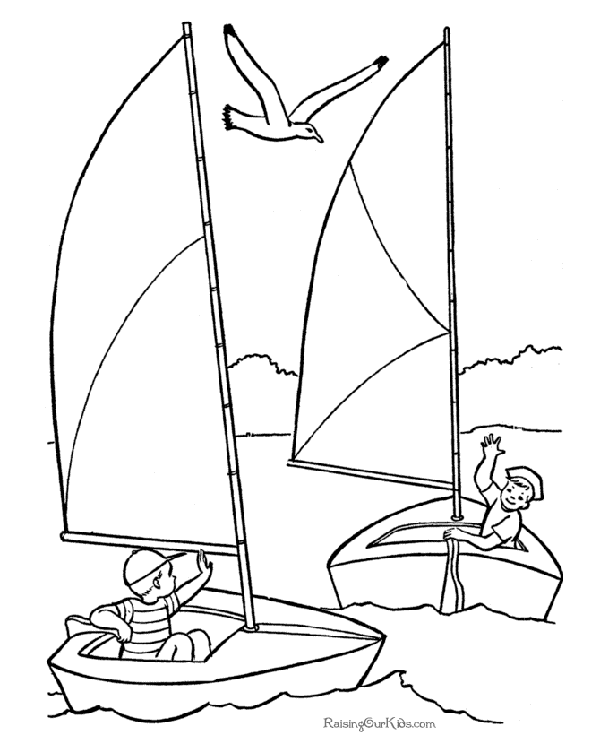 Cool Print Simple Boat Coloring Page