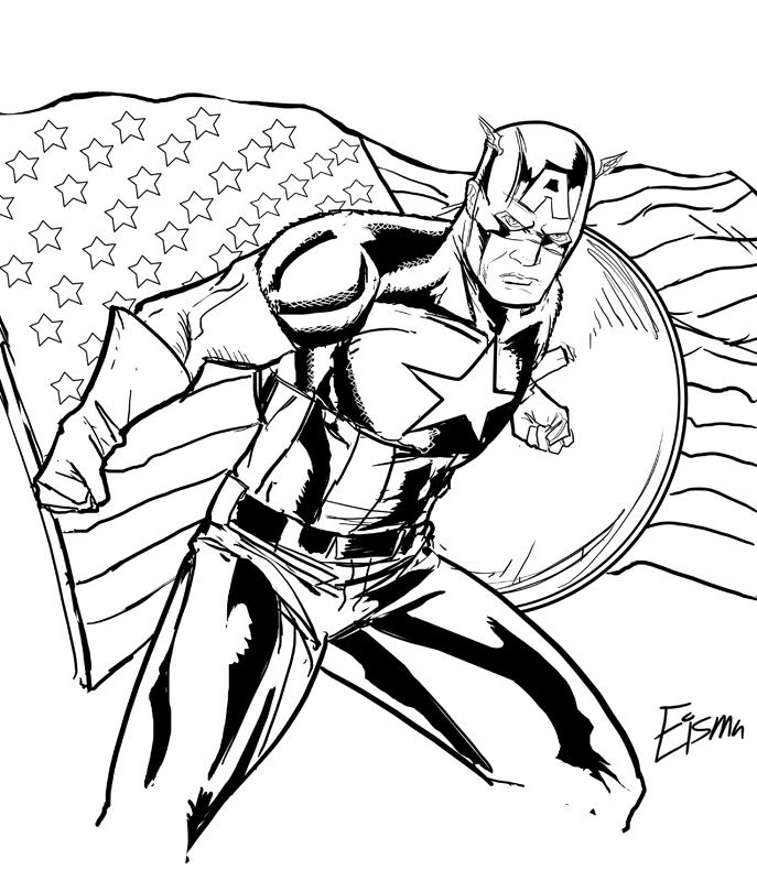 Captain America 34 For Kids Coloring Page