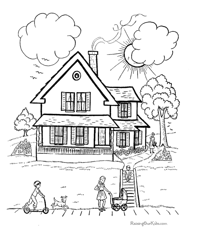 Cool Cartoon House 11 Coloring Page