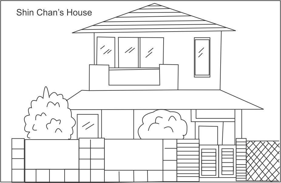Cartoon House 13 For Kids Coloring Page