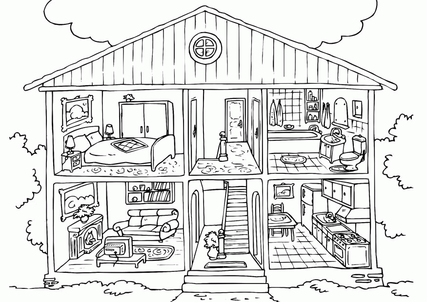 Cool Cartoon House 27 Coloring Page