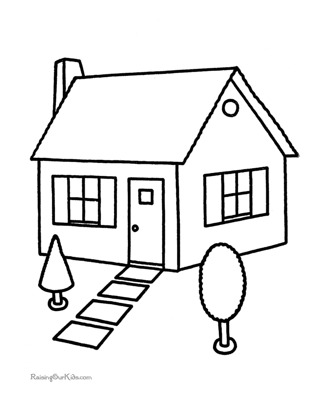 Cool Cartoon House 3 Coloring Page